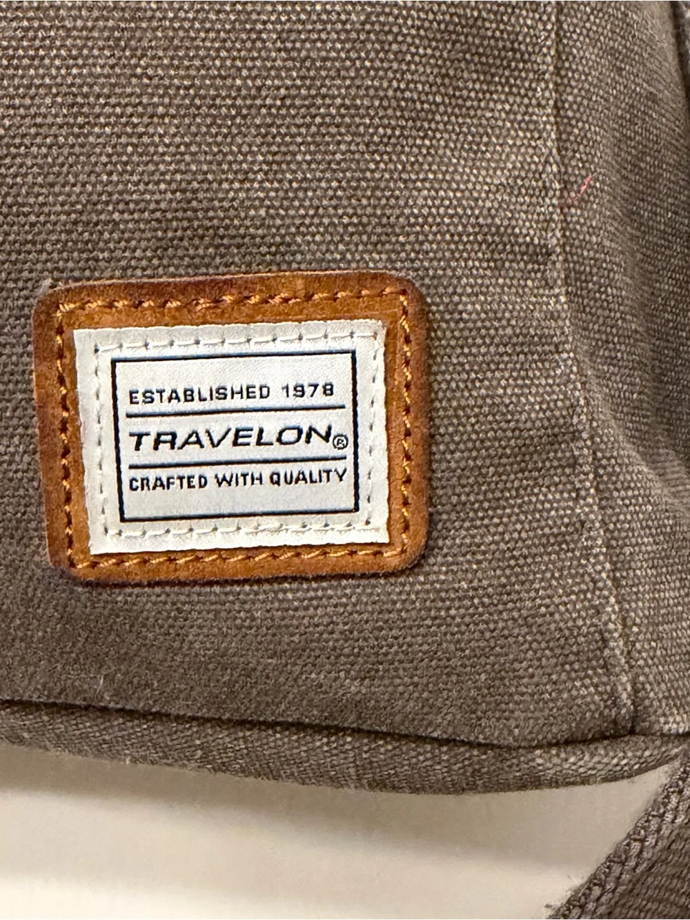 Travelon Pewter Canvas Tote with Leather Trim